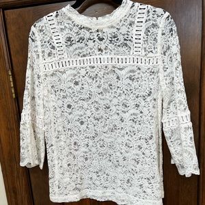 Loft -  Lace sheer blouse, ecru size medium